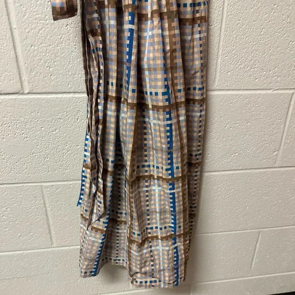 GANNI Checked Cotton-poplin Wrap Midi Dress Size 38 Medium 6 - Picture 9 of 13